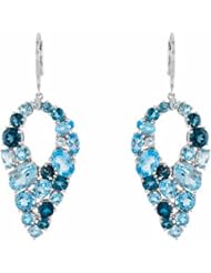 14K White Gold Blue Topaz Earrings -- LIFETIME WARRANTY