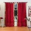 Indo Maroon Tab Top Sari Sheer Curtain (43 in. x 84 in.)
