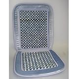 Velour/Wood Bead Cushion - Gray