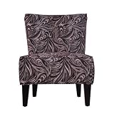 Handy Living 340C-PCP89-035 035 Armless Chair, Paisley Dark Brown Leaf Design