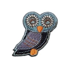 Eule 5,8 cm * 5,5 cm B�GELBILD AUFN�HER APPLIKATION Kinder dunkelblau bunt blau Uhu Kauz Schleiereule Fl�gel Vogel Eulen Owl Patch