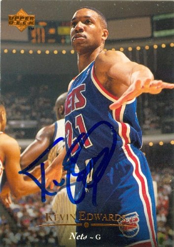 Kevin Edwards Autographed/Hand Signed Basketball Card (New Jersey Nets) 1995 Upper Deck #88