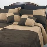 MICROSUEDE KING CAMEL CHOCOLATE DUVET COMFORTER COVER 6 PCS SET - MICRO SUEDE