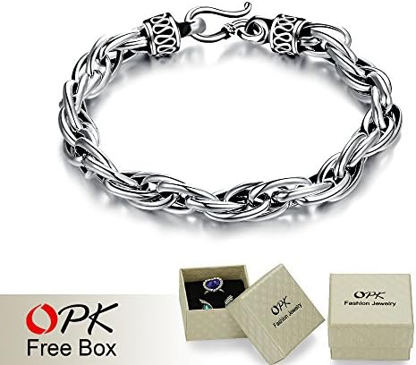 Crystal Thai Jewelry OPK Fine 925 Sterling Silver Man Bracelets Fashion Vintage Link Chain Men Jewelry Length 19cm/21cm YS339