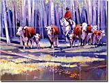 "Bringing in the Upcountry" by Mikki Senkarik - Artwork On Tile Ceramic Mural 18" x 24" Kitchen Shower Backsplash