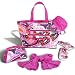 Jocelyn Beach Bag Set - 5 Pc Beach Bag Set in Variety of Fun Pinks and White Colors Includes Sun Hat, Matching Flip Flops, Cosmetic Pouch, Pink Sarong Plus Large Bag to Hold Beach Towel and Other Items for a Fun and Fashionable Day on the Beach.