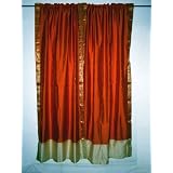 2OrangeArtsilkSariDrapesCurtainsPanelsWindowDressingRodPocket84
