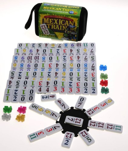 Mexican Train Double 12 Dominoes _ Travel Size _with Colored Numbers On Sale