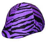 Equestrian Riding Helmet Cover - Purple Zebra