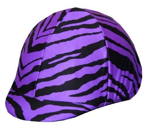 Equestrian Riding Helmet Cover - Purple Zebra