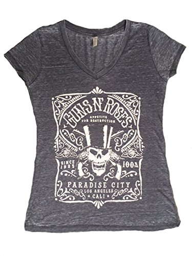 Guns & Roses Paradise City Grey VNeck T-Shirt