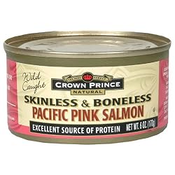 Crown Prince Natural Skinless/Boneless Pacific Pink Salmon, 6-Ounce Cans (Pack of 12)