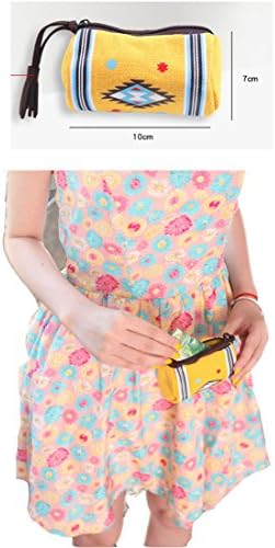 Women Cool Fashion Canvas Indian Waist Drum Zipper Coin Purse Pouch Bag Holder Pack of 2