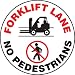 Accuform Signs MFS747 Slip-Gard Adhesive Vinyl Round Floor Sign, Legend "FORKLIFT LANE NO PEDESTRIANS" with Graphics, 17" Diameter, Black/Red on White