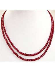 2 Strands Natural Beautiful Handcrafted Faceted Ruby Beaded Necklace