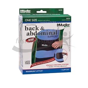 Mueller Adjustable Abdominal Back Support, Black, One Size by Mueller