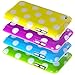 Eco-Fused Case Bundle for Apple iPod Touch 4 including 4 Polka Dot Covers / 2 Stylus Pens / 2 Screen Protectors / Microfiber Cleaning Cloth (Green, Blue, Purple, Yellow)