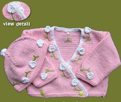 HAND MADE KNIT SWEATER - Baby Blossoms Style 1009