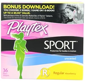 Playtex Sport Unscented Tampon, Regular Absorbency, 36 Count