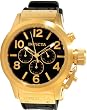 Gold Tone Corduba Quartz Chronograph Black Dial Rubber Strap