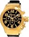 Gold Tone Corduba Quartz Chronograph Black Dial Rubber Strap