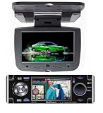 995DVD In Dash Car DVD CD MP3 MP4 Player With Build-In 3.6 TFT Screen and Motorized Panel & JEJA-7080 7 Widescreen LCD Roof Mount TV/Monitor