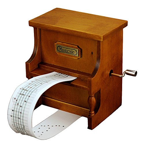 Laxury Wooden Music Box Musical Piano, DIY Make Yr Own Song Include a Punch and 3 Music Papers, 1 Has Musical Note and 2 Are Blank and You Can Create Your Own Song! And You Can Also Use a Thickness Paper to Create Music Paper