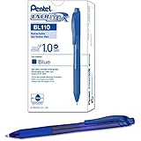 Pentel EnerGel-X Retractable Liquid Gel Pen (1.0mm) Metal Tip, Blue Ink, Box of 12 (BL110-C)
