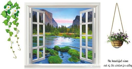 Scenery through the window living room bedroom kids room removable dit wall sticker