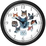 Collage of Cats No.1 - Cat - JP - Wall Clock by WatchBuddy Timepieces (Black Frame)