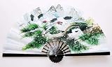Asian Wall Fans/Oil Paintings - 20 x 39 Cranes and Pine - WFA64