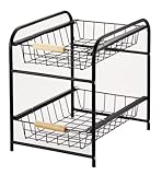 ストレージブラック スライド式バスケットラック2段<ワイド> H-6015