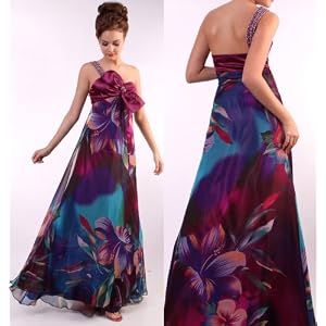 170 Floral Sequin Strap Silk Gown Evening Dress