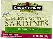 Crown Prince Natural Skinless & Boneless Sardines in Pure Olive Oil, 3.75-Ounce Cans (Pack of 12)