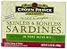 Crown Prince Natural Skinless & Boneless Sardines in Pure Olive Oil, 3.75-Ounce Cans (Pack of 12)