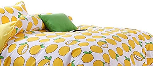 Children Kids Lemon Fruit Printed Cotton Sanding 4 PCS Bed Linens Duvet Cover Set/bed Sheet Sets (Lemon 8)