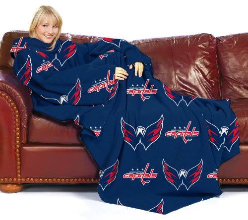 NHL Washington Capitals Adult Comfy Throw Blanket with Sleeves