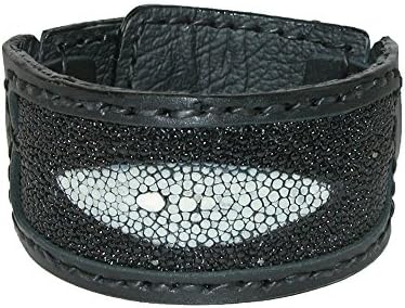 Your Needs Unisex Stingray Leather Adjustable Cuff Strap Bracelet, Black