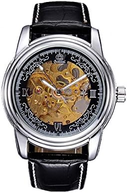 Gucamel Men's Business Hollow Gear Mechanism Leather Quartz Rome Scale Watch