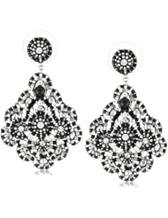 Miguel Ases Jet and Sterling Silver Medium Embroidered Earrings