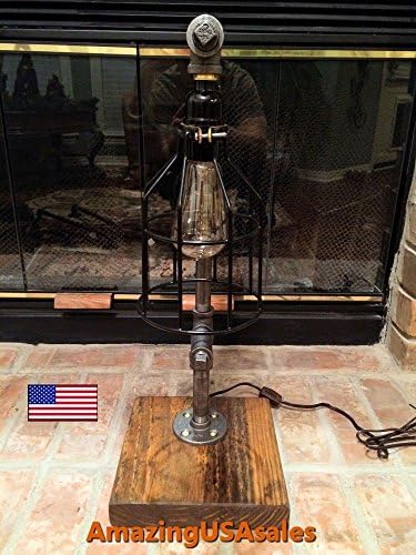 Industrial Steampunk Edison Lamp - From USA - Rustic Pipe Light - Vintage