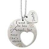 O.RIYA Memorial Necklace I Used To Be His Angel Now He's Mine Necklace Daddy , Daddy's Girl Heart Charm ,In Memory Of Loved One Dad