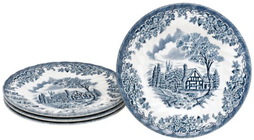 Churchill China Brook Blue 6 3/4-Inch Bread and Butter Plates, Set of 4