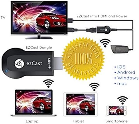 Alken® EZcast M2 Quality Smart TV stick Dongle WiFi HDMI TV Receiver Adapter Media Player for Streaming Youtube Videos Online Games more