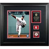 Curt Schilling Boston Red Sox Framed 8x10 Photograph with Game-Used Baseball Piece & Medallion