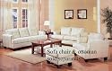2pc Sofa & Loveseat Set with Wooden Legs Contemporary White Cream Leather