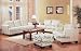 2pc Sofa & Loveseat Set with Wooden Legs Contemporary White Cream Leather