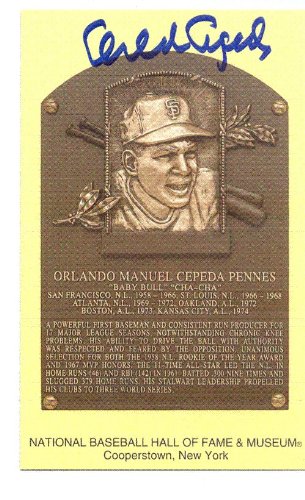 Orlando Cepeda Autographed/Hand Signed Hall Of Fame Gold Plaque