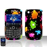 Colorful Splashing Paints On Black Snap on Hard Skin Faceplate Cover Case for Blackberry Curve 8520 8530