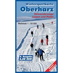 Wintersportkarte Oberharz: Skiwanderwege Loipen und Pisten. Ma�stab 1:50000